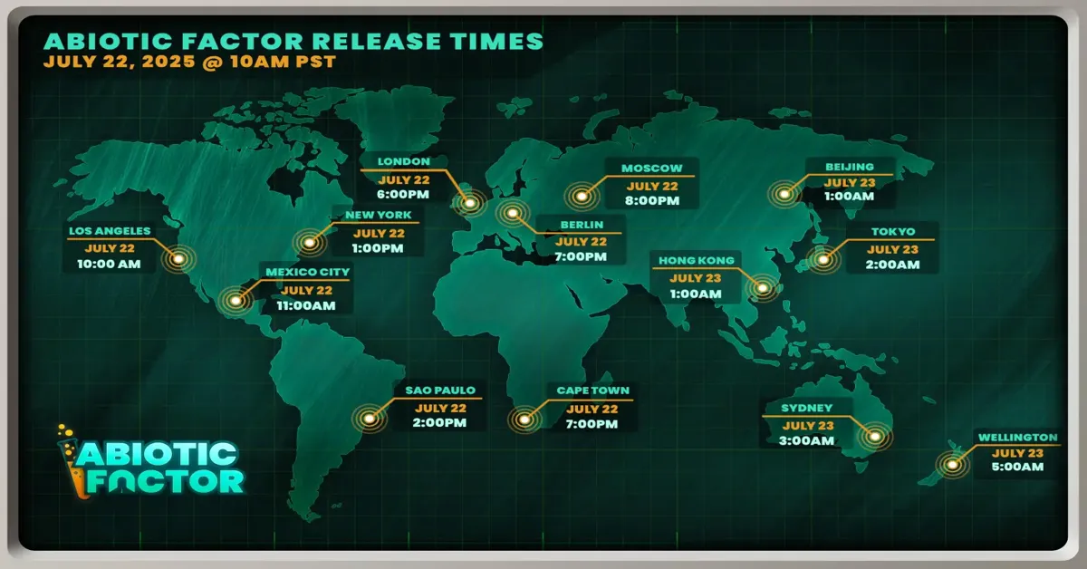 abiotic factor global launch times