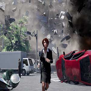 edificios y escombros que se derrumban