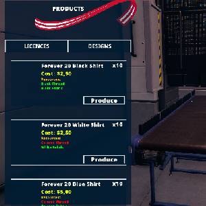 Factory Outlet Simulator - Productos