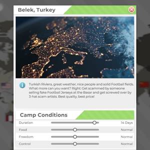 GOAL! The Club Manager - Estado del campamento