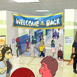 Goodbye Volcano High Pasillos