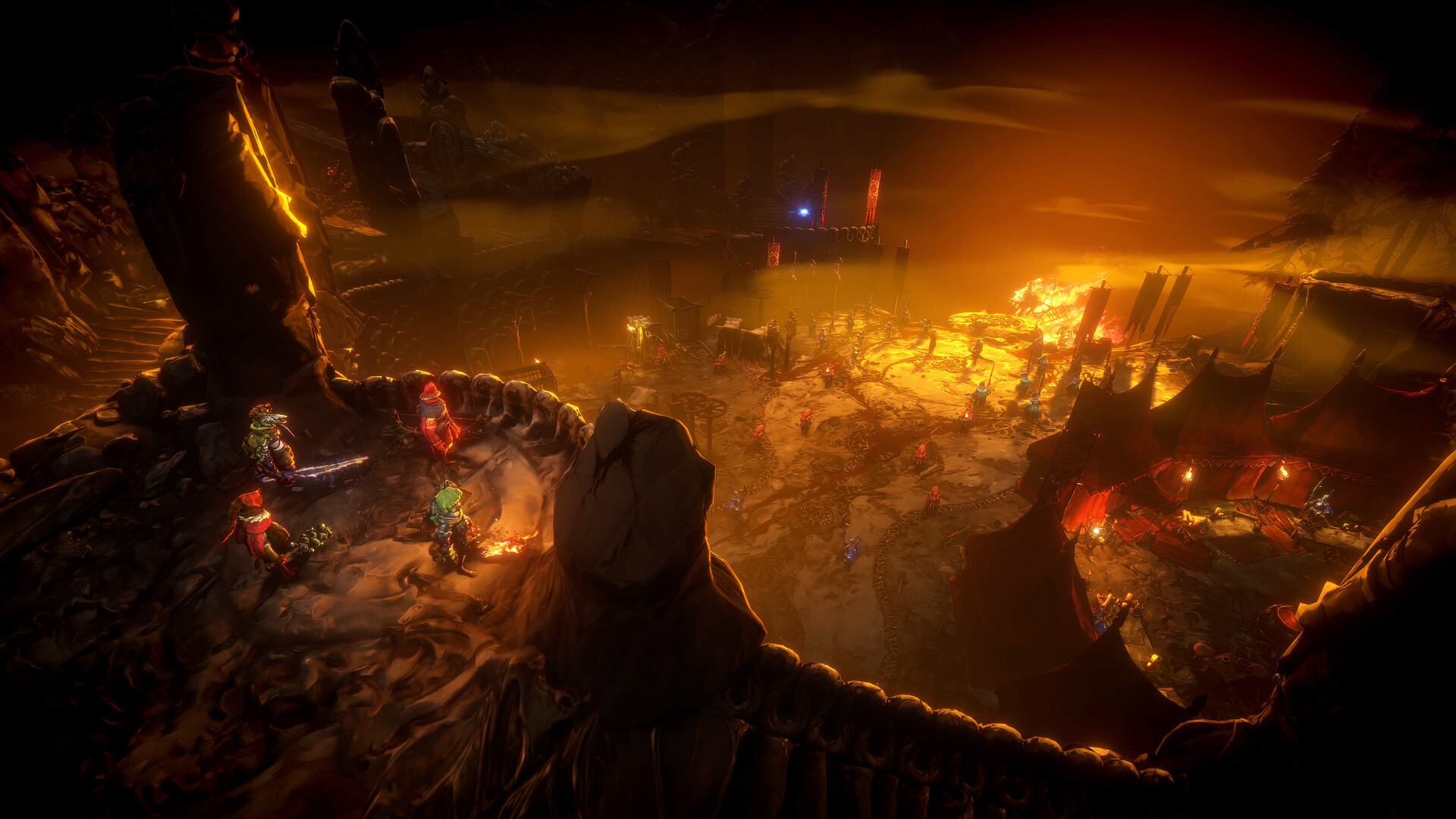 Escena de gameplay de No Rest for the Wicked mostrando su brutal combate de fantasía