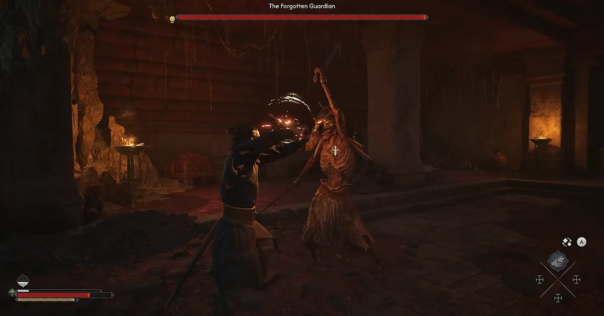 En la misión Deep Down de The Blood of Dawnwalker, Coen investiga una tumba subterránea