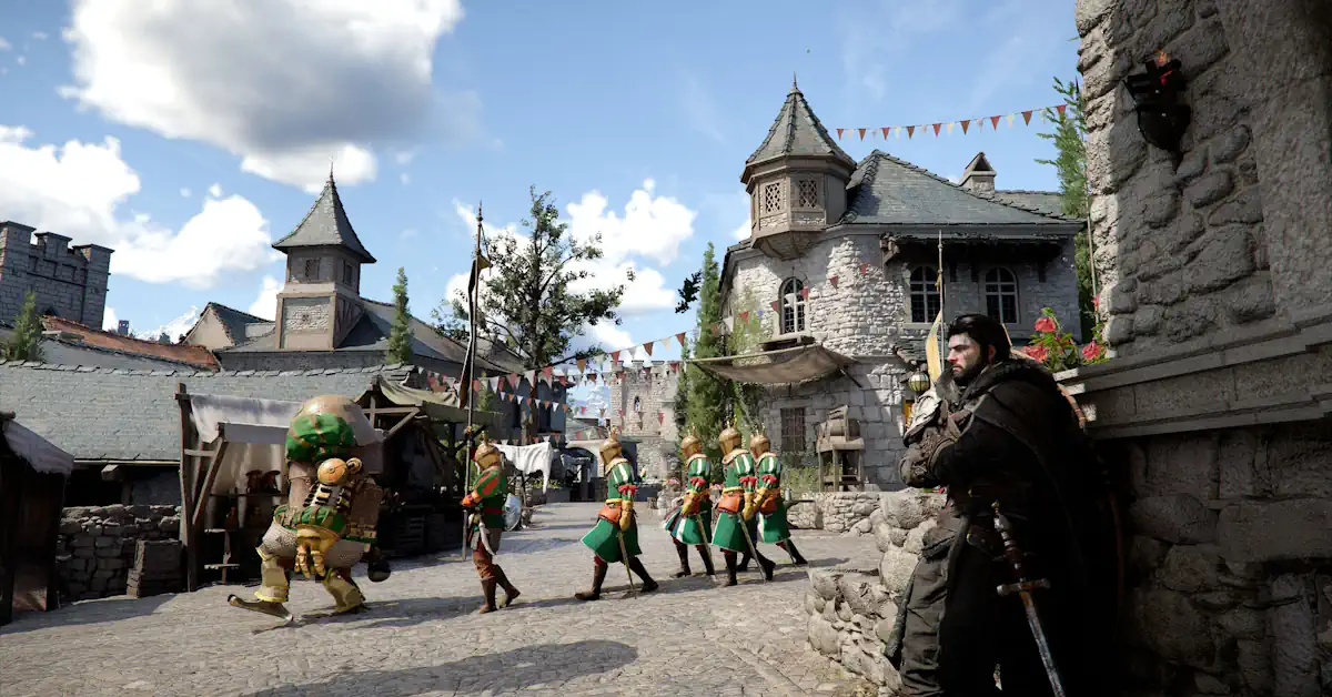 El protagonista de Crimson Desert, Macduff, contemplando el vasto paisaje de Pywel