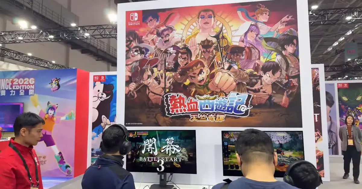 Kunio como Sun Wukong se prepara para la pelea en River City Saga: Journey to the West