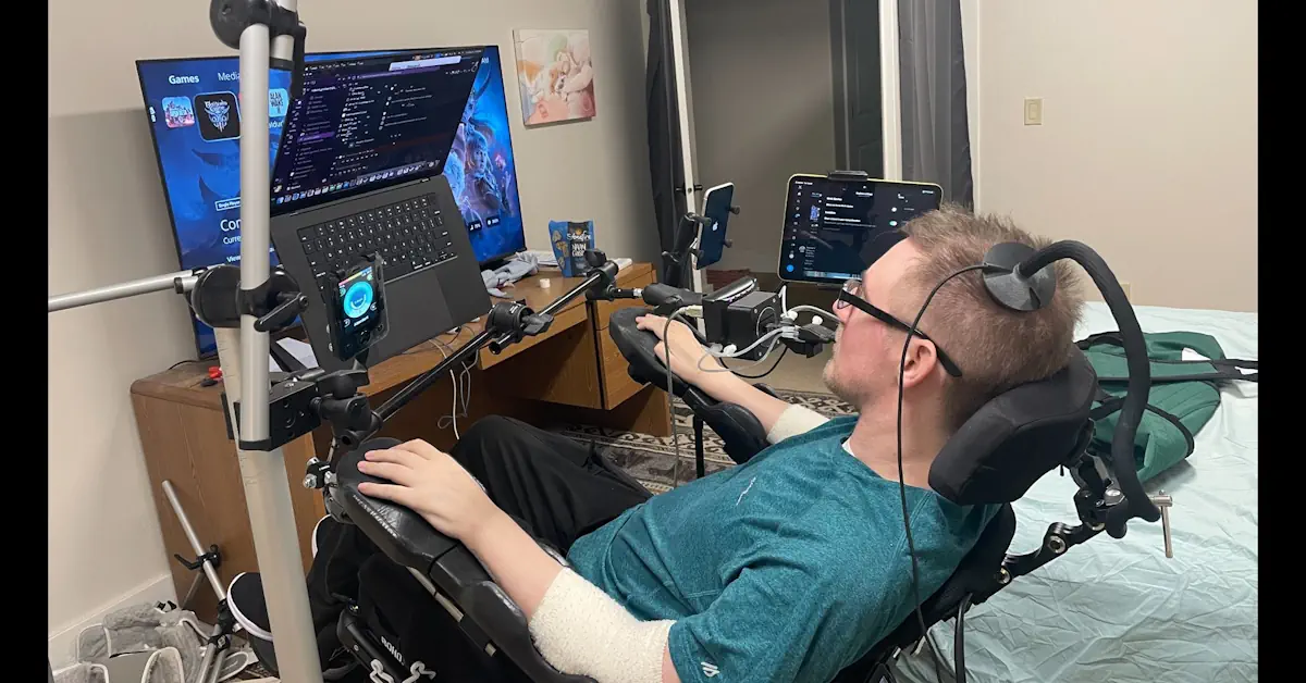 Rob Greiner usando la interfaz Neuralink para controlar un PC con su mente