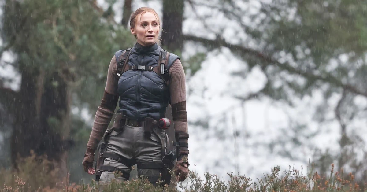 Sophie Turner en el set de la serie Tomb Raider de Amazon, luciendo la icónica trenza