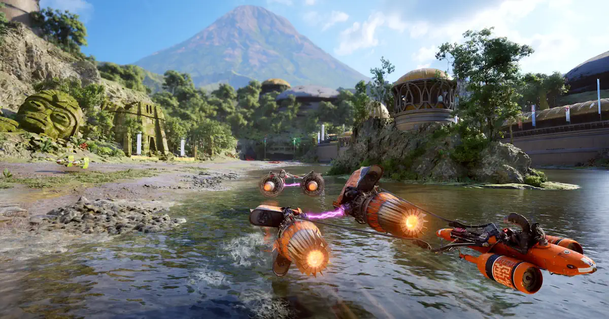 Jakku ofrece un escenario traicionero para derrapes a alta velocidad y eliminaciones agresivas en Star Wars: Galactic Racer