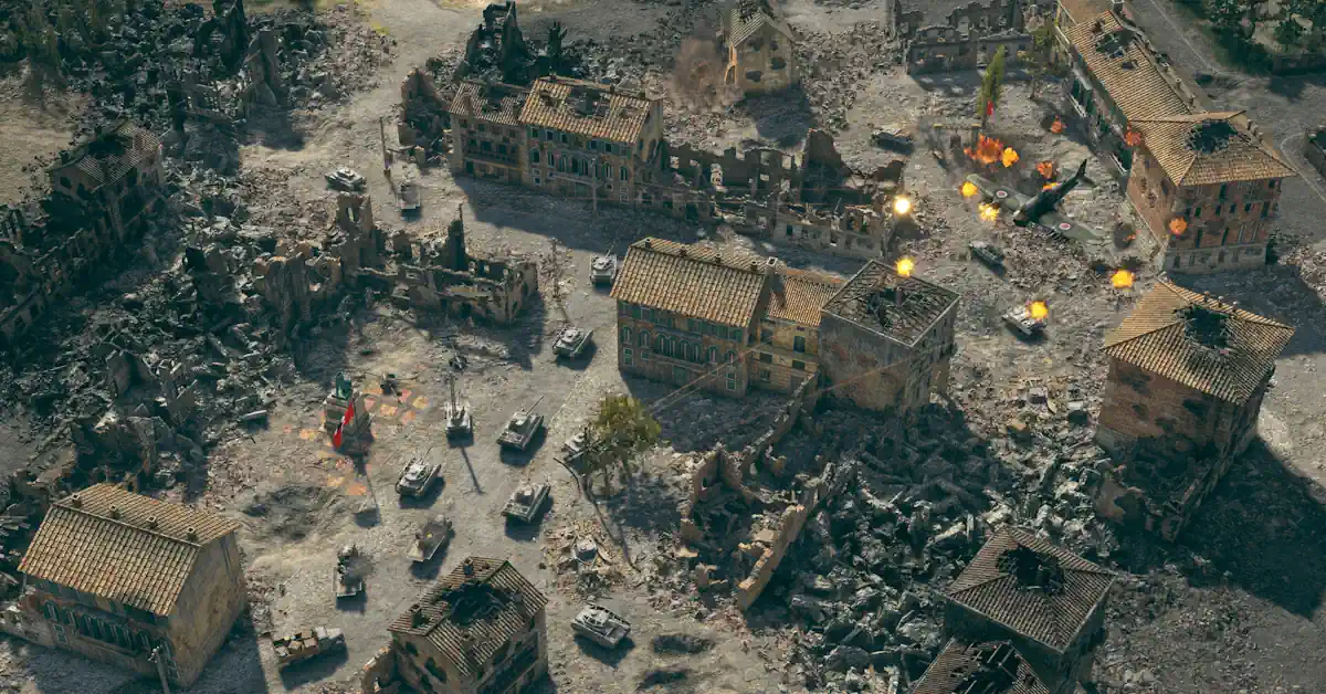 El posicionamiento táctico y el uso del terreno son vitales para la supervivencia en la campaña de 25 misiones de Sudden Strike 5 El posicionamiento táctico y el uso del terreno son vitales para la supervivencia en la campaña de 25 misiones de Sudden Strike 5