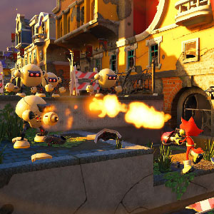 Lucha contra hordas de robots como Sonic moderno
