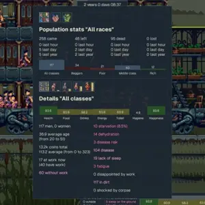 Steel Artery Train City Builder - Estadísticas de Población