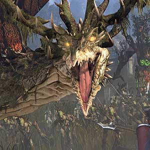 Wood elves lords fighting giant monsters