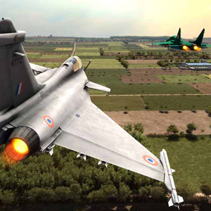 Caza Jet en pleno vuelo